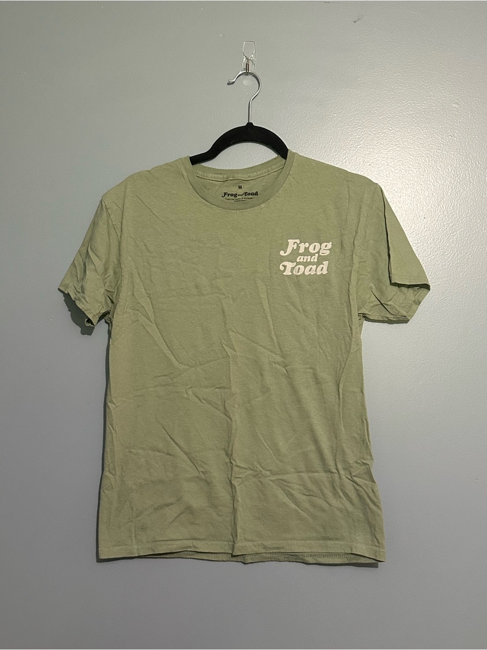 Olive Green Frog and Toad Graphic T‑Shirt with Back Design - Medium